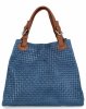 Stylowa Torebka Skórzana Shopper Bag Jeansowa